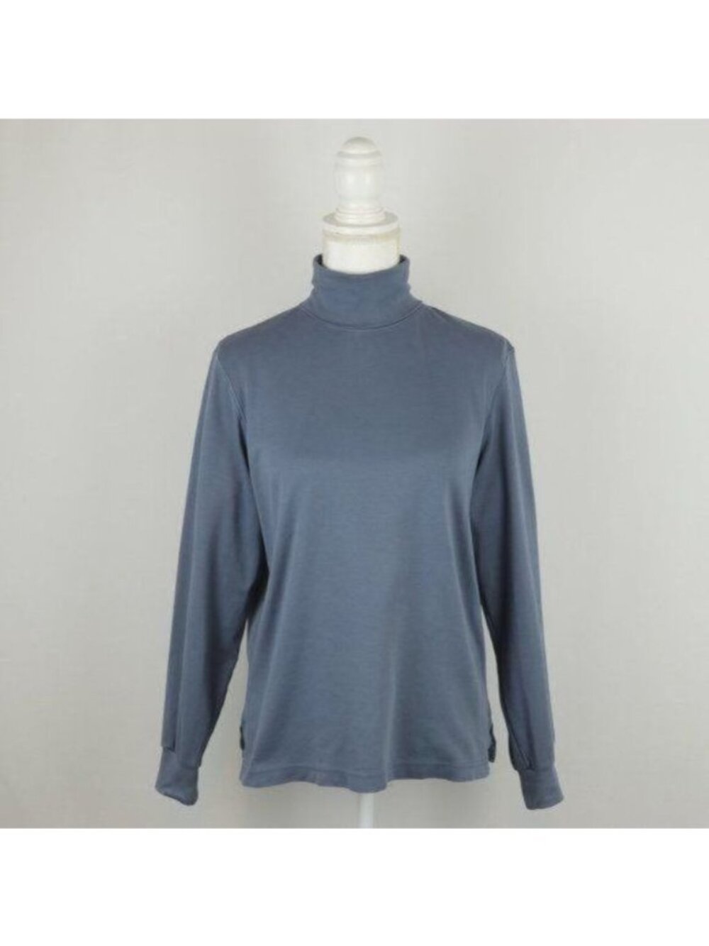 Peruvian Connection Women's Medium Blue Pima Cotton Turtleneck Long Sleeve Blous
